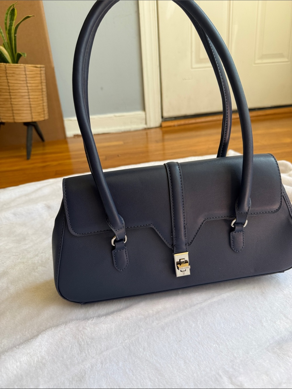 Steve Madden Navy Structured Top-Handle Shoulder Bag